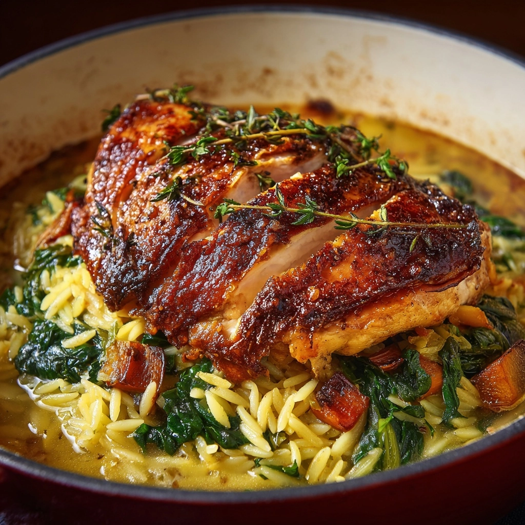 Chicken in a Pot with Lemon and Orzo: An Incredible Essential Recipe - Recipe Image