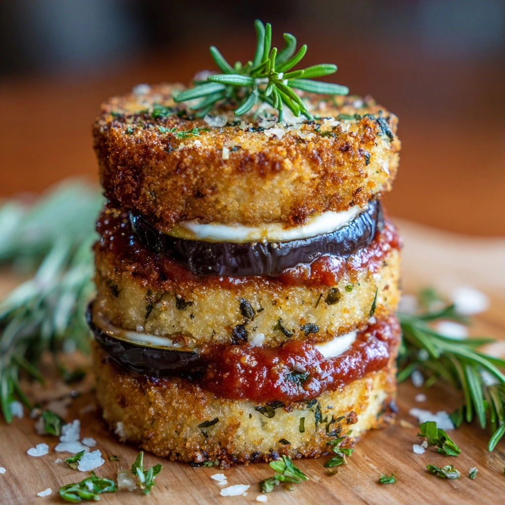 Eggplant and Goat-Cheese Sandwiches with Tomato Tarragon Sauce Recipe - Recipe Image