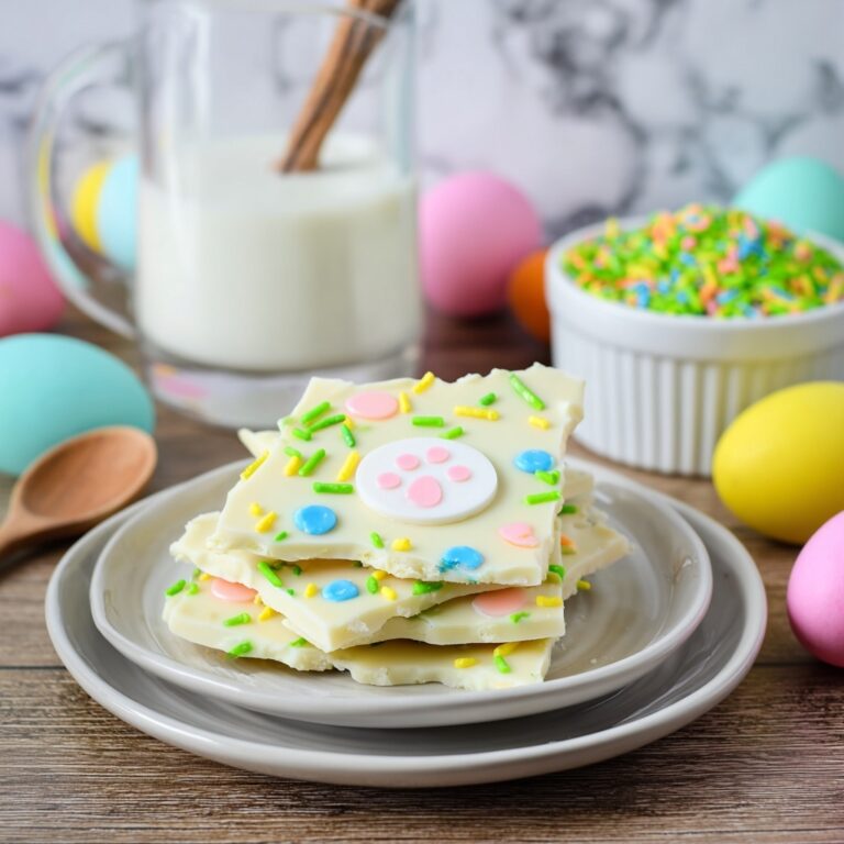 Easter Bunny Oreo Bark with Chocolate Feet and Grass Sprinkles Recipe