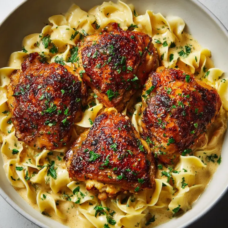 One-Pan Creamy Garlic Butter Chicken with Egg Noodles Recipe