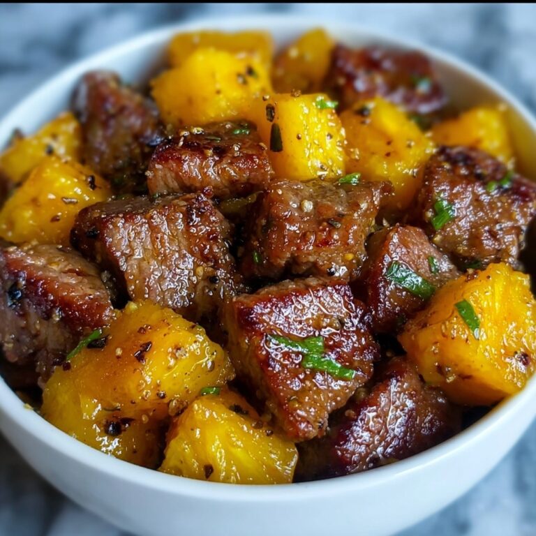 Garlic Butter Steak Bites with Pineapple Recipe