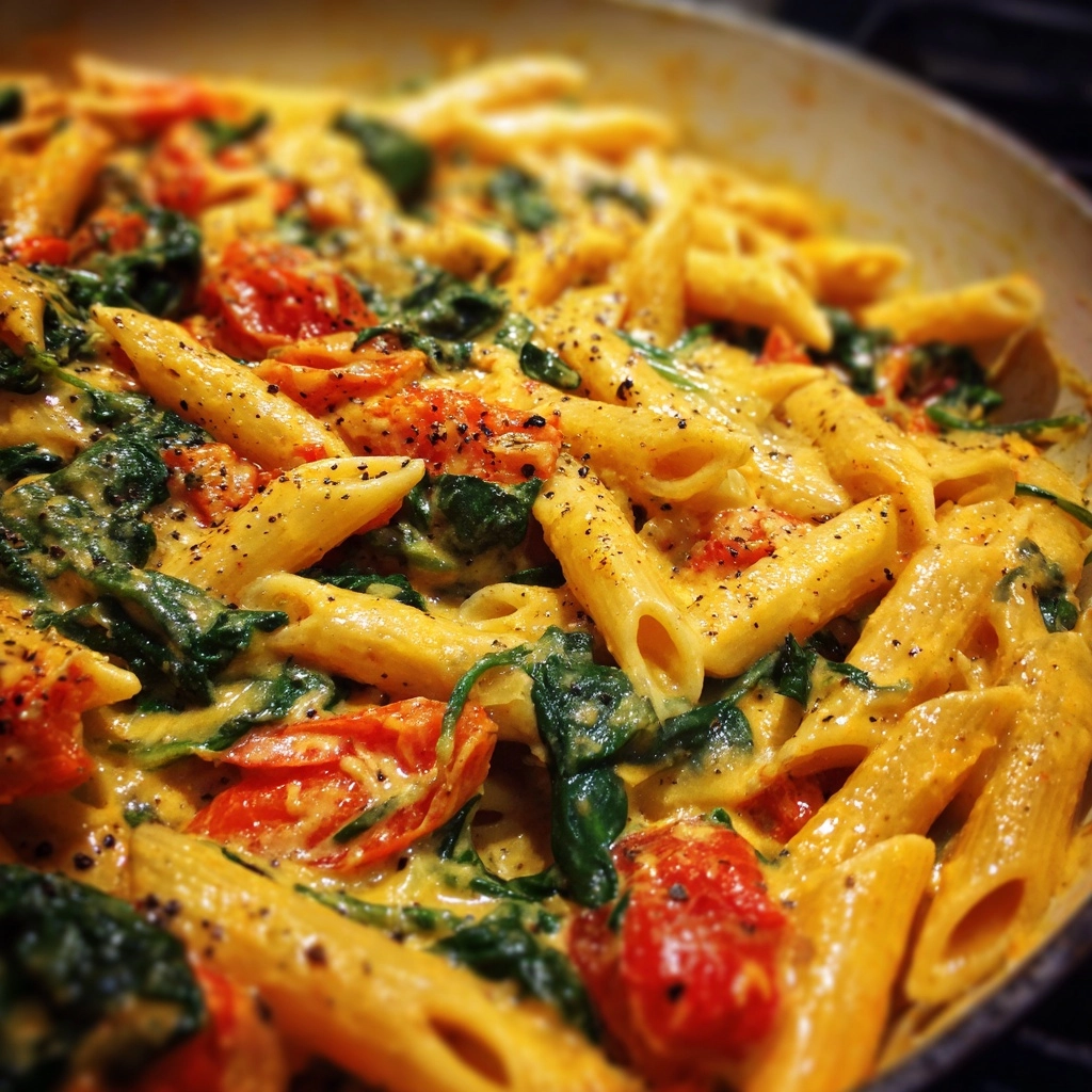 Delicious Spinach Tomato Pasta Recipe - Recipe Image