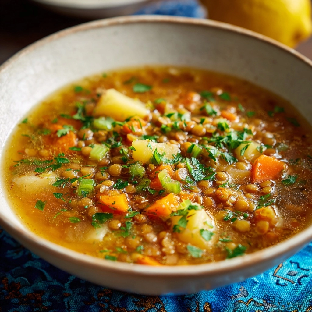 Lentil and Bulgur Soup with Lemon and Parsley Recipe - Recipe Image