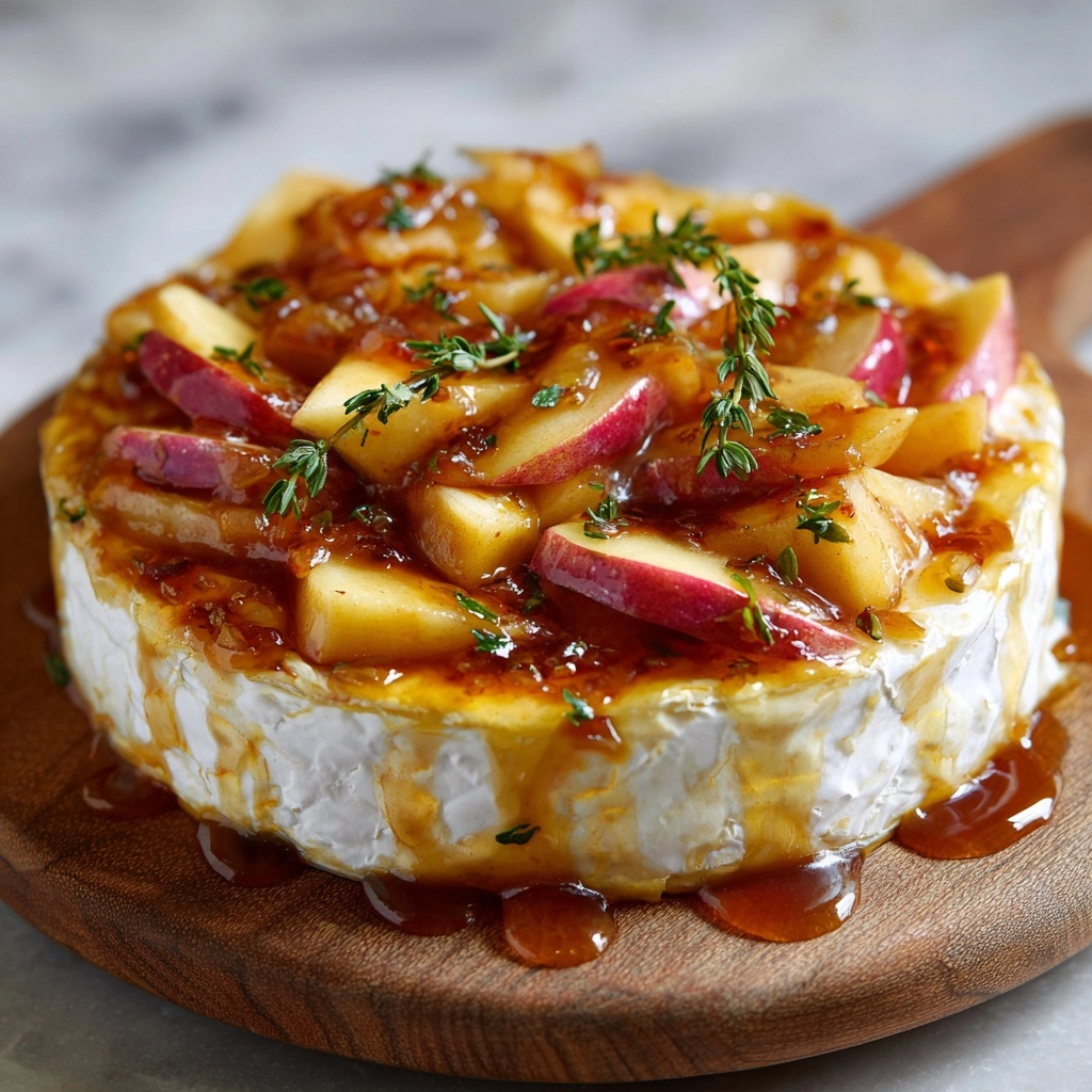 Golden Baked Brie with Caramelized Apples and Thyme Recipe - Recipe Image