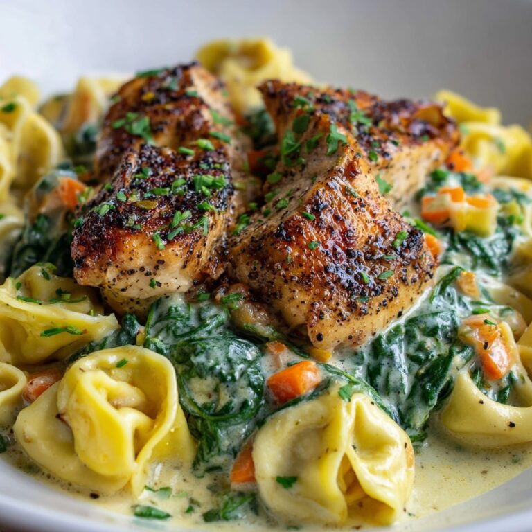 Cheesy Garlic Parmesan Chicken Tortellini with Spinach in Creamy Sauce Recipe