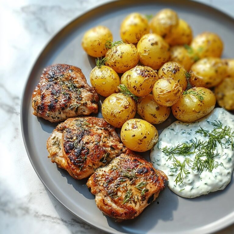 Juicy Spicy Yogurt Marinated Chicken with Dill Feta Cream Recipe