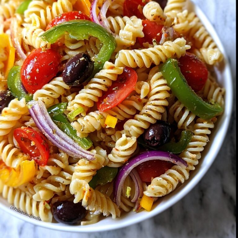 Vegan Pasta Salad with Roasted Red Peppers and Italian Dressing Recipe