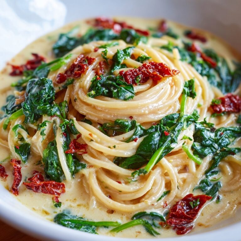 Spaghetti & Spinach with Sun-Dried Tomato Cream Sauce Recipe