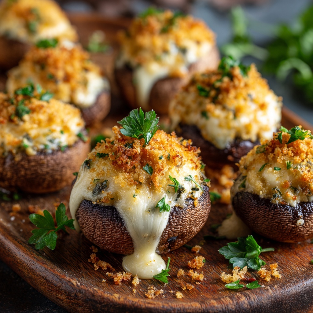 White Cheddar Stuffed Mushrooms Recipe - Recipe Image