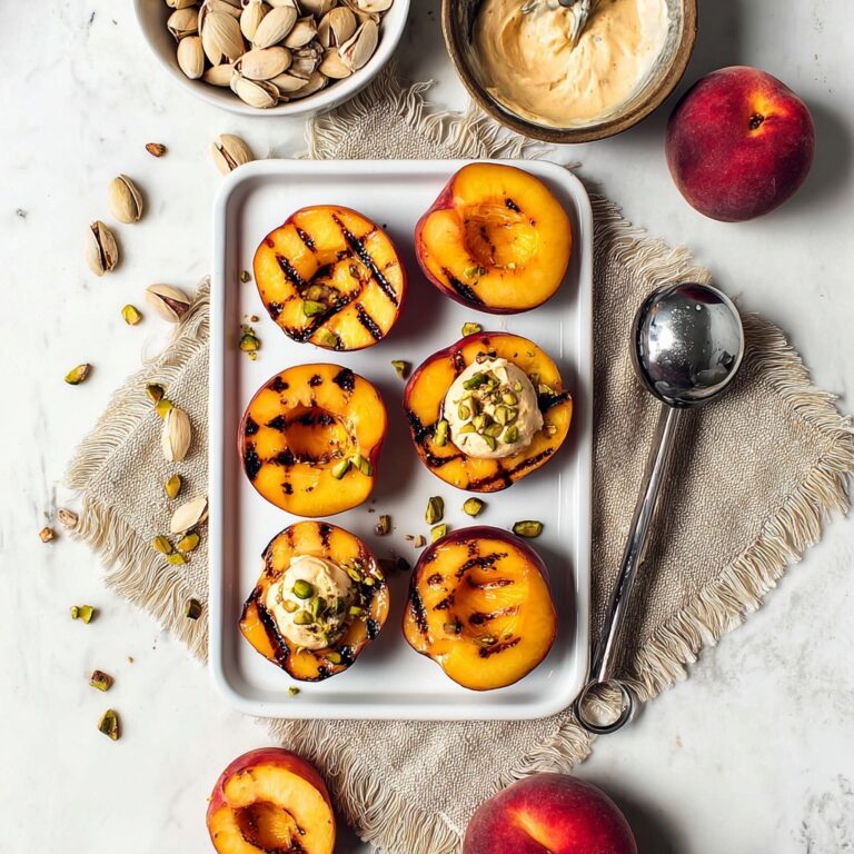 Easy Grilled Peaches with Mascarpone, Balsamic, and Pistachios Recipe